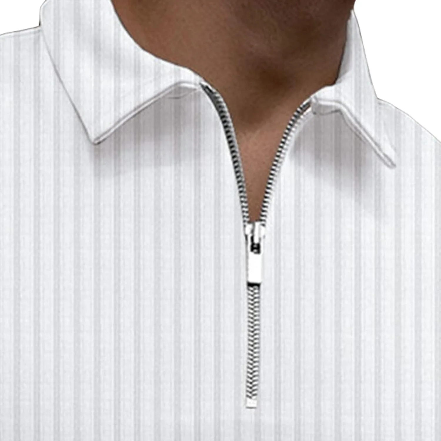 Мужская поло с коротким рукавом и молнией, Casual, Slim Fit — фото 2