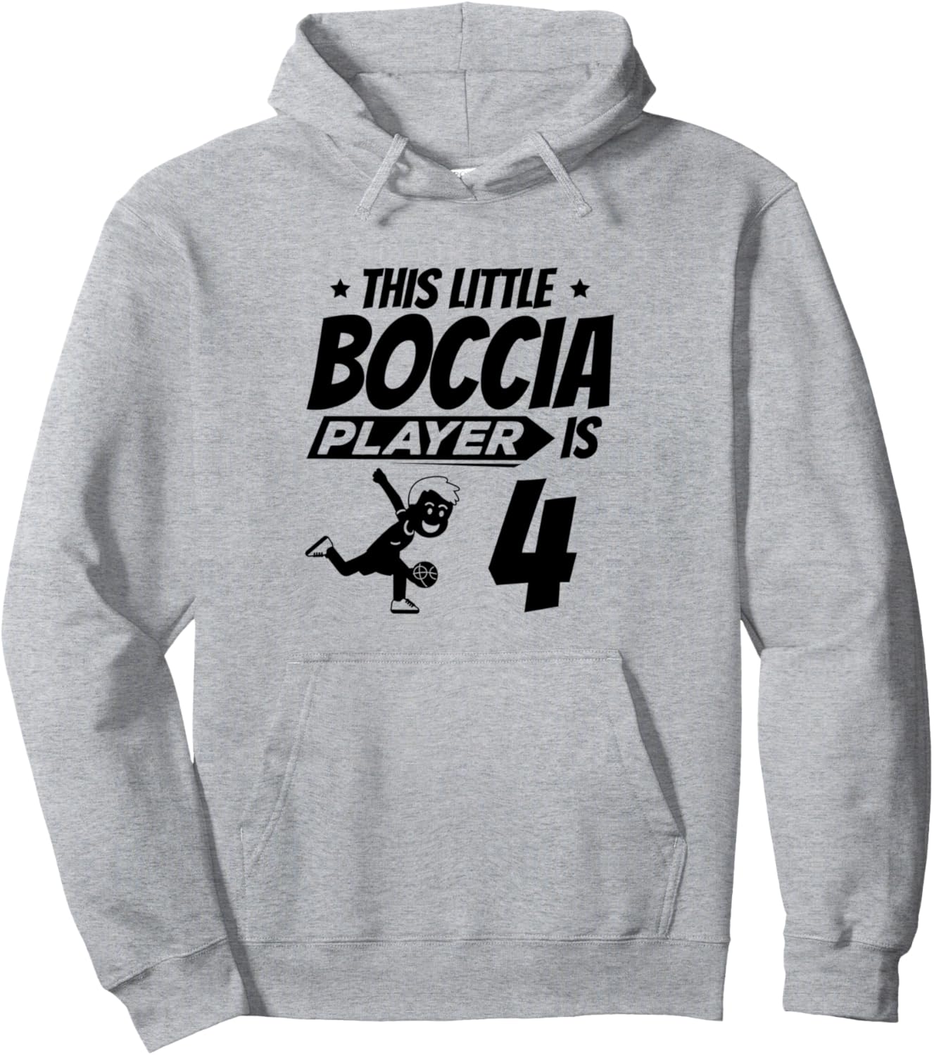 

День рождения в стиле боччи. Этому маленькому игроку в боччу исполнилось 4 года. Толстовка с капюшоном 4Th Birthday Boccia Player, серый