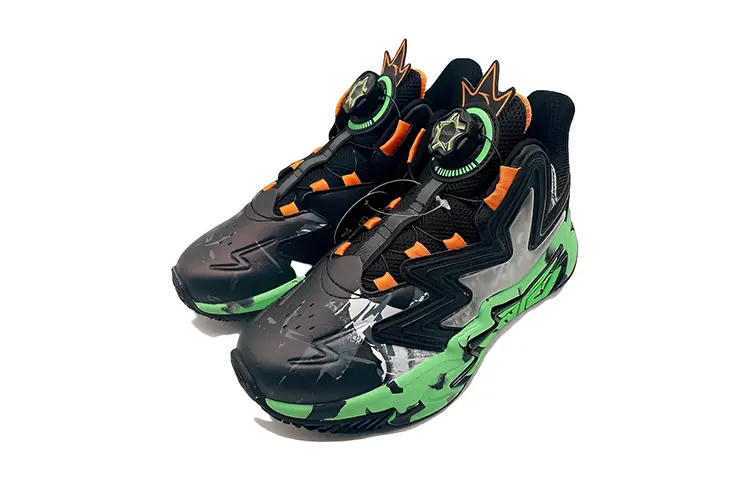 Детские баскетбольные кроссовки GS Mid-top черные/оранжевые/зеленые Anta Kids — фото 3