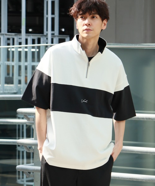 

Футболка с логотипом и половинной застежкой-молнией LAKOLE, белый