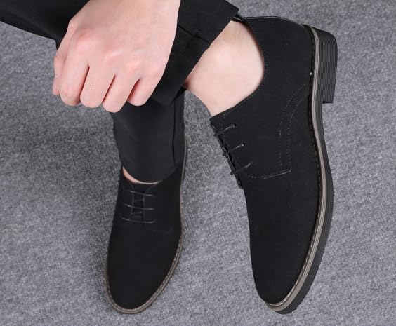 Мужские лоферы - классические повседневные туфли на шнуровке, лодочные туфли с круглым носком, резиновая подошва, верх из ПУ, ретро-стиль для весны/лета/осени Hhhchpm, черный — фото 3