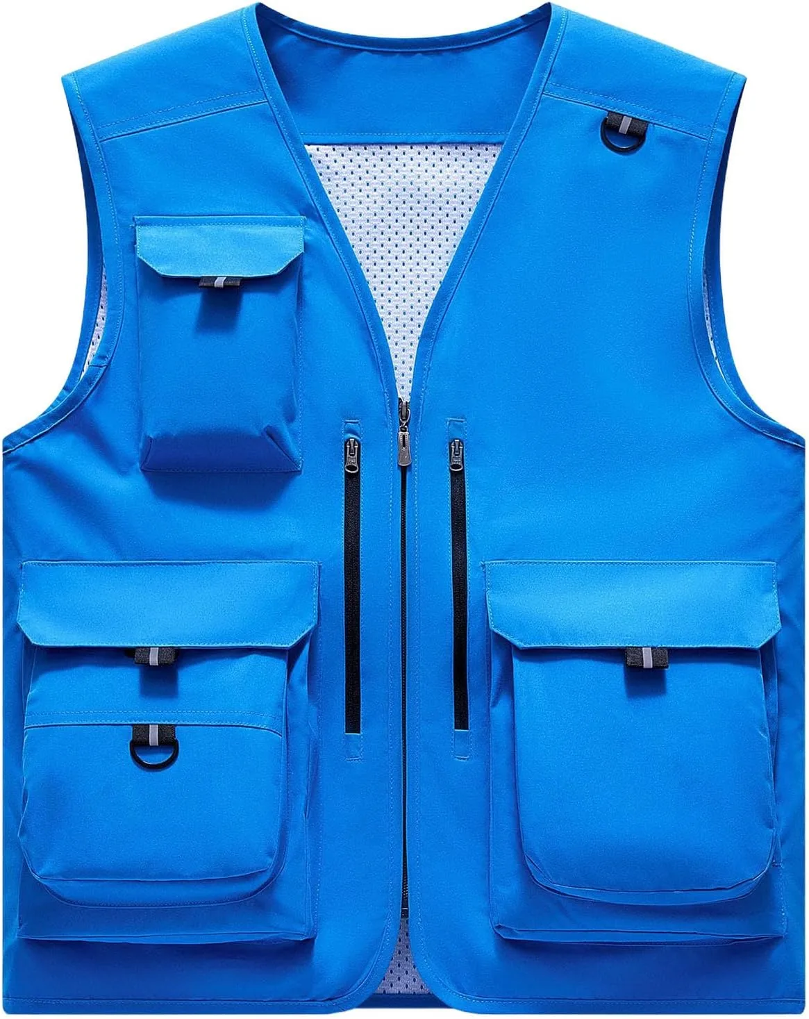 Мужской жилет-карго для рыбалки, работы, приключений, путешествий, на молнии, для фотографов, кемпинга, из износостойкой ткани с карманами Generic, синий