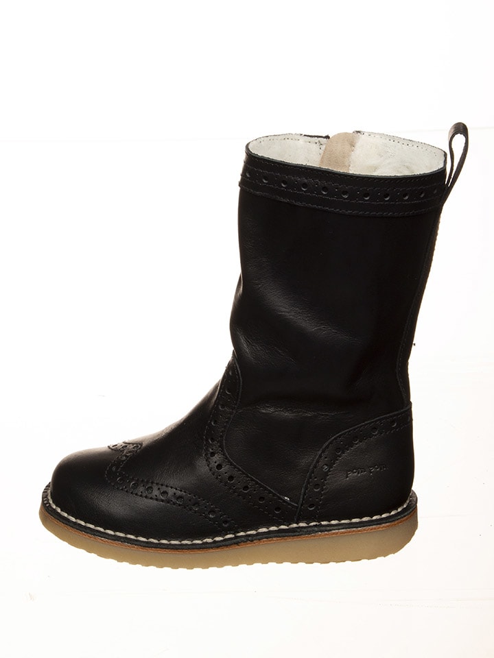 

POM POM Черные кожаные зимние ботинки