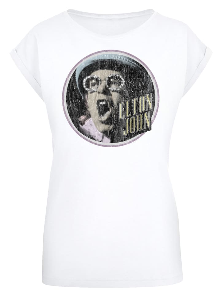

Футболка с коротким рукавом Elton John Vintage Circle белого цвета F4NT4STIC, Белый, Футболка с коротким рукавом Elton John Vintage Circle белого цвета F4NT4STIC