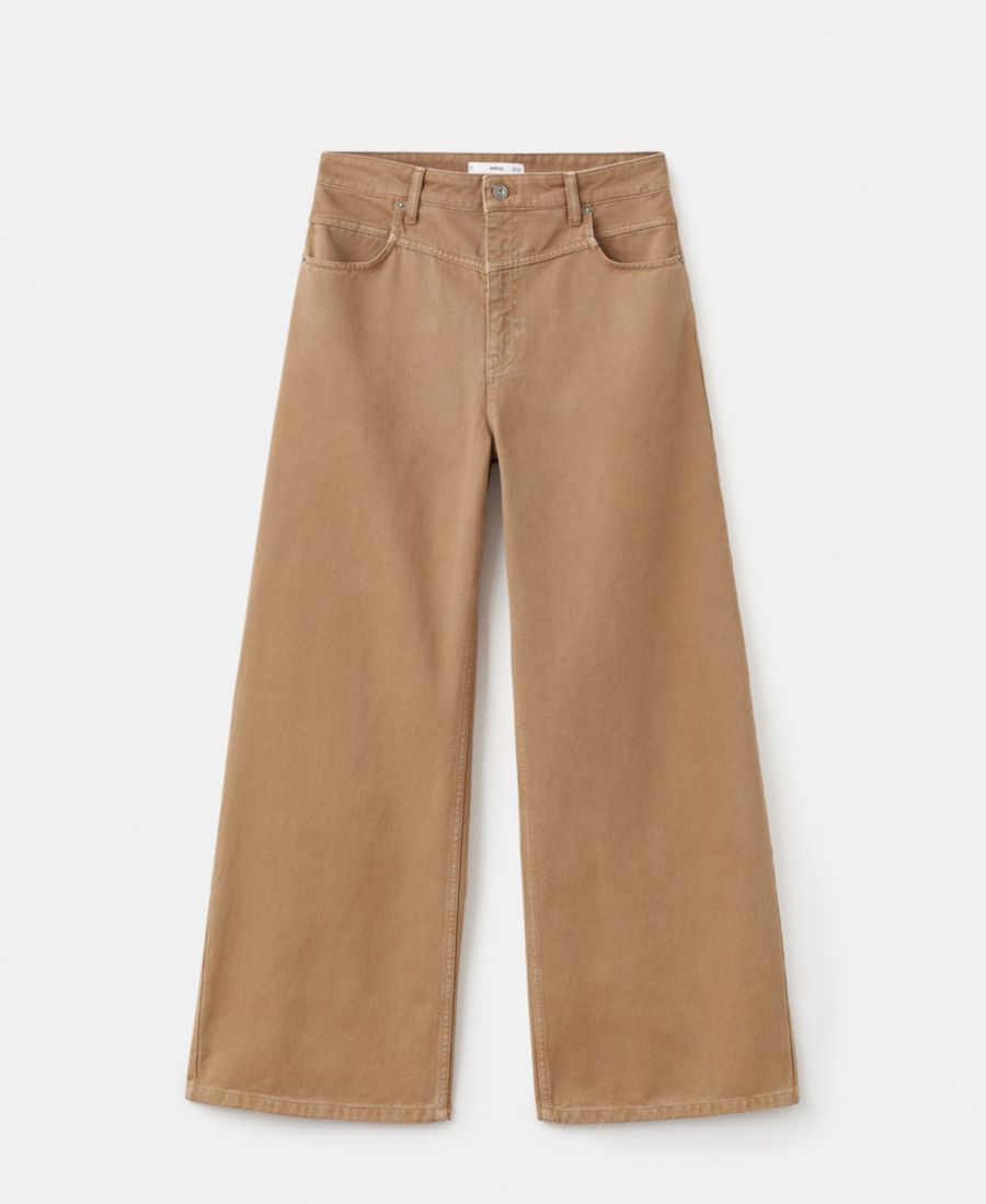 

Женские джинсы с широкими штанинами, средней посадкой и свободным кроем MANGO, Caramel