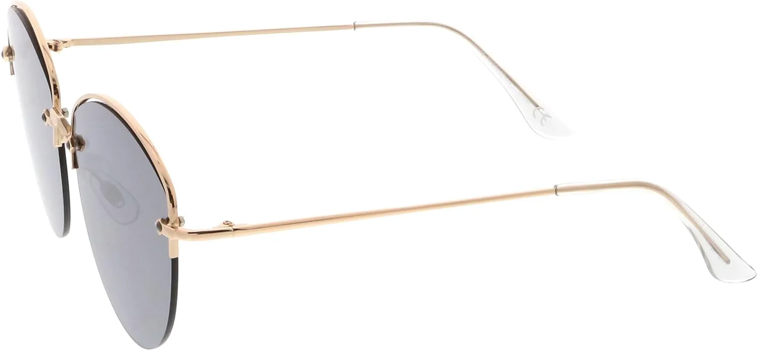 

zeroUV - Современные солнцезащитные очки с металлической переносицей, зеркальными плоскими линзами и полуободковой оправой, диаметр линз 60 мм, Gold / Silver Mirror