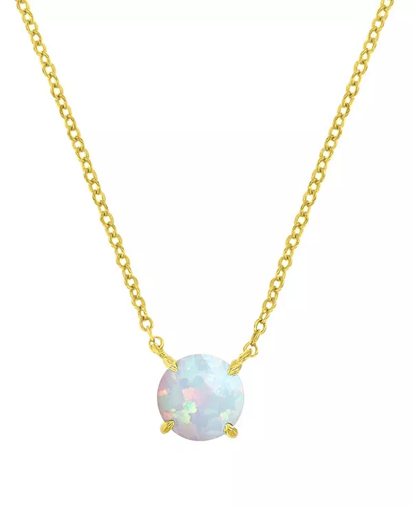 

Ожерелье с подвеской-солитером из выращенного в лаборатории опала круглой огранки, 18 дюймов (1-1/5 карата) Macy'S, gold