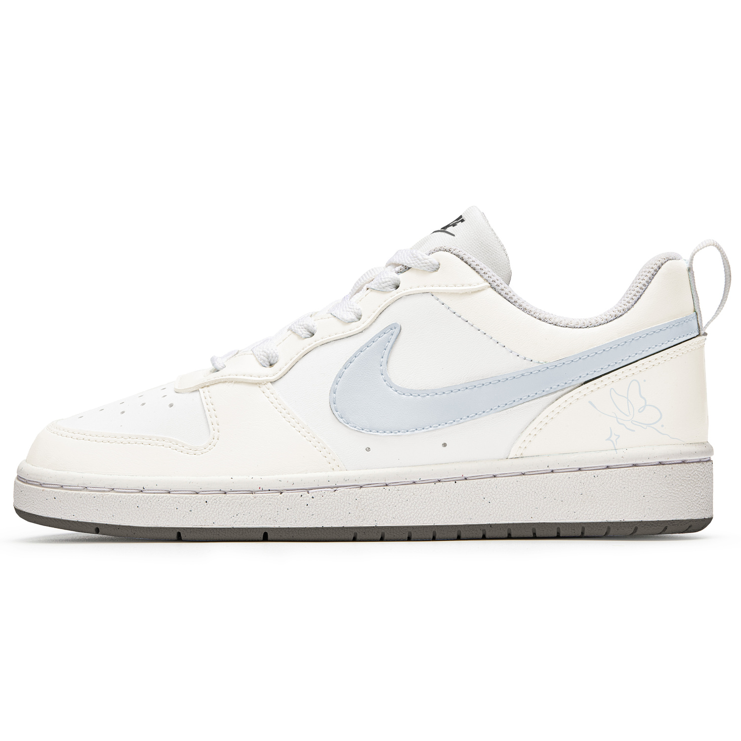 

Nike Court Borough Butterfly Star Moon термоскользящие низкие детские скейтбординговые туфли бежево-синие для подростков