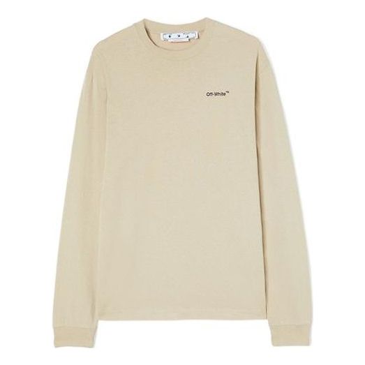 

Футболка Men's Off-White FW22 Logo Printing Round Neck Pullover Long Sleeves Loose Fit Beige T-Shirt
