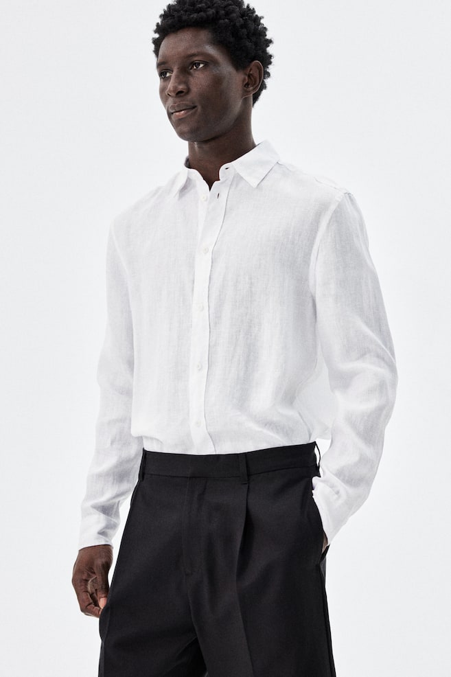 

Льняная рубашка, стандартный крой H&M, белый