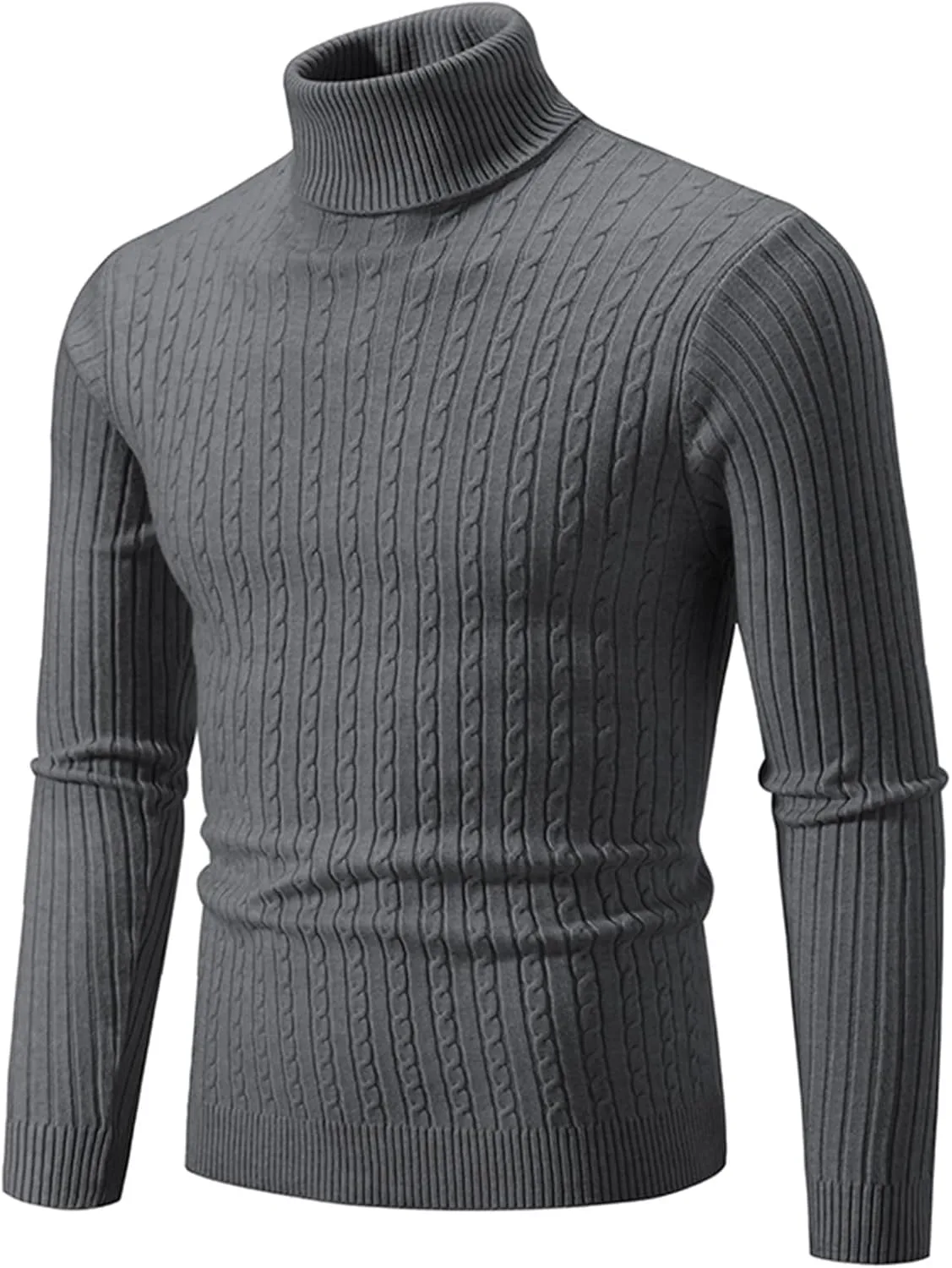 

Мужской зимний свитер-водолазка с косой вязкой