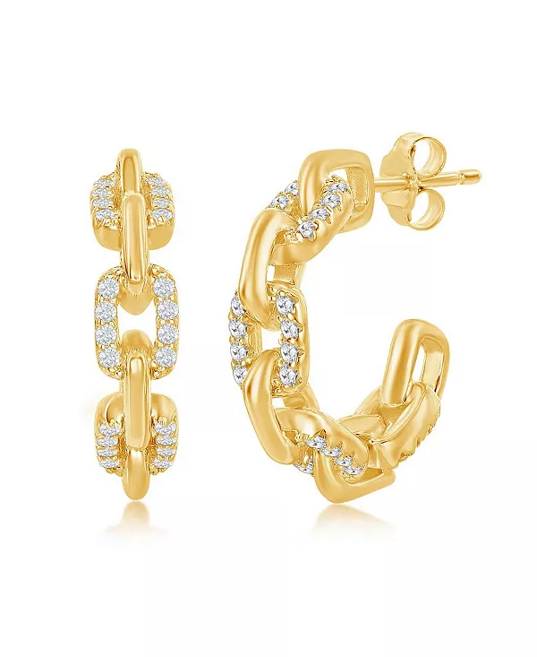 

Серьги-Кольца с фианитами, 18 мм, из стерлингового серебра или позолоченные поверх стерлингового серебра Simona, gold