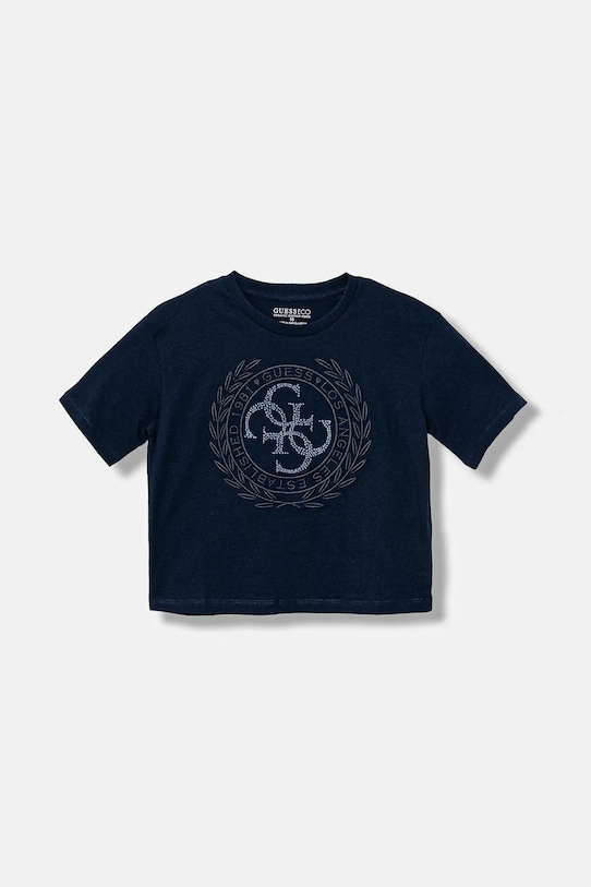 

Детская хлопковая футболка Guess, темно-синий