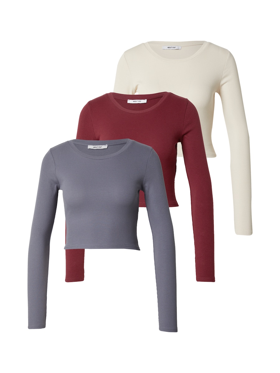 

Рубашка ABOUT YOU Loretta, светло-бежевый/дымчато-голубой/бордовый