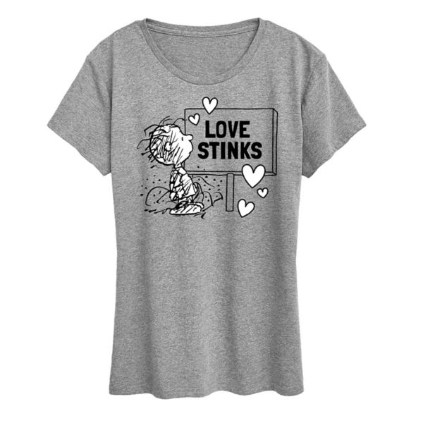 

Женская футболка с рисунком «Peaths Pig Pen Love Stinks» Licensed Character, серый