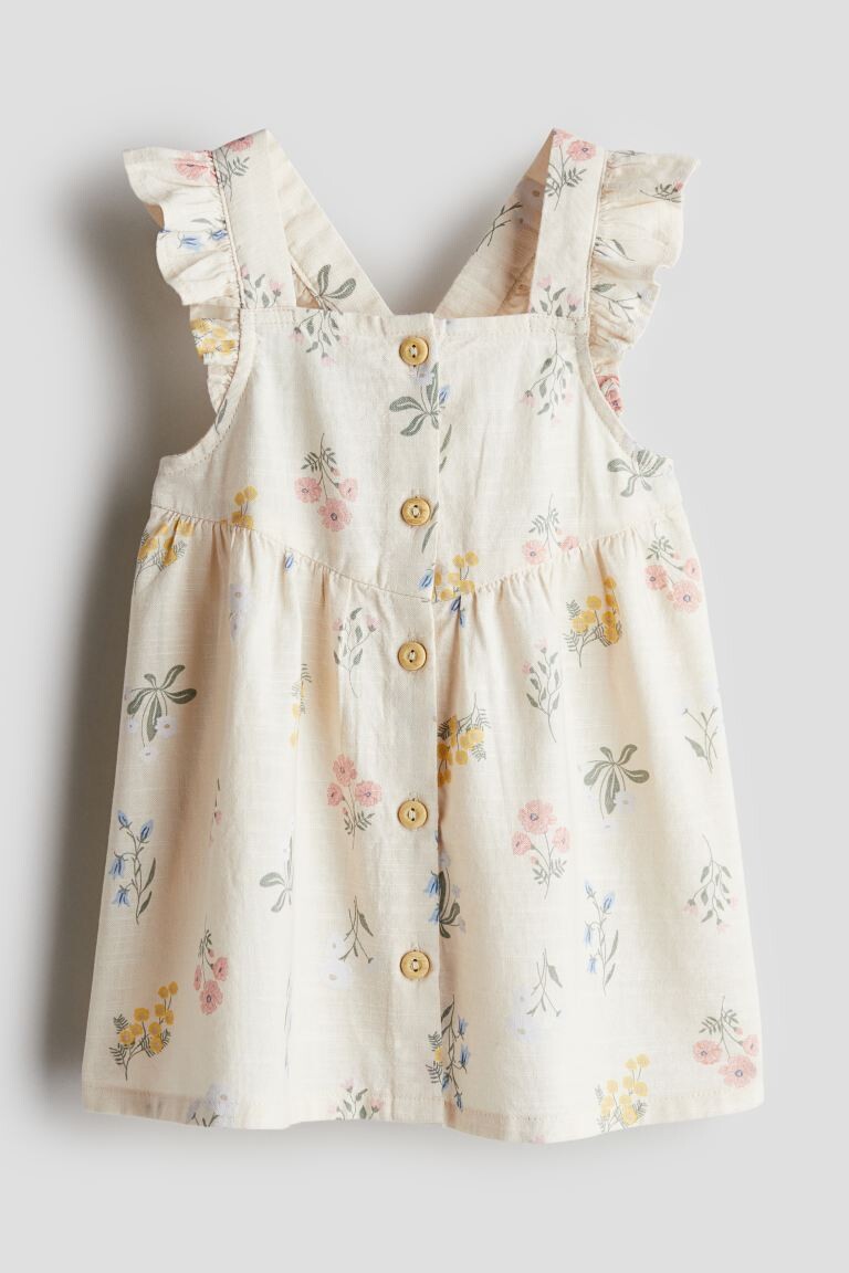 

Хлопковое платье с воланами H&M, бежевый