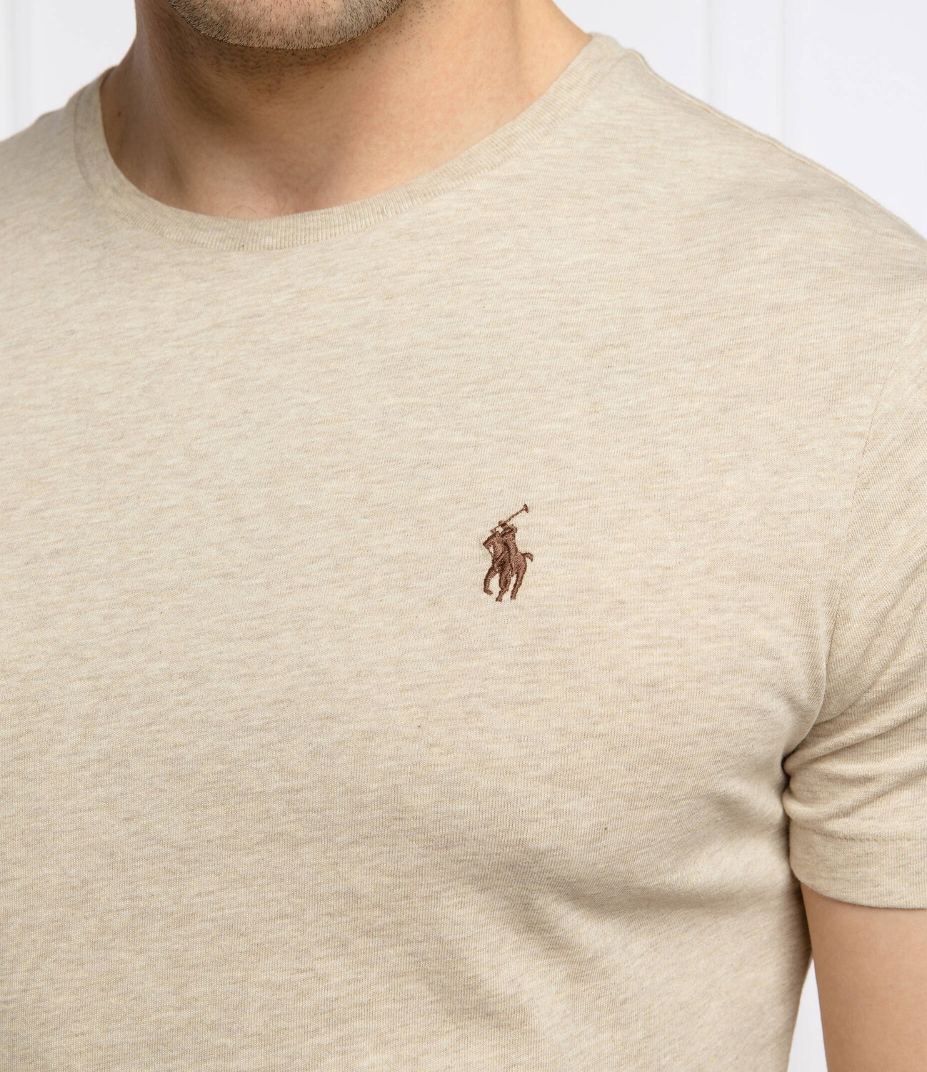 Футболка POLO RALPH LAUREN custom slim fit, бежевый — фото 4