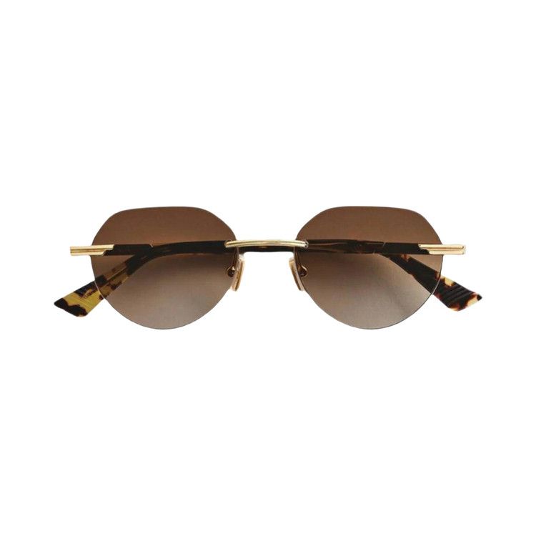 

Топ Bottega Veneta Gold Round Sunglasses, Gold/Brown