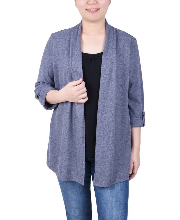 

Миниатюрный топ «два в одном» с рукавами 3/4 NY Collection, синий
