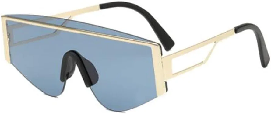 

Полуободковые солнцезащитные очки с оправой в форме бровей, цельные, с защитой от УФ-излучения, металлические, для мужчин и женщин PUB, Gold Frame Blue Flakes