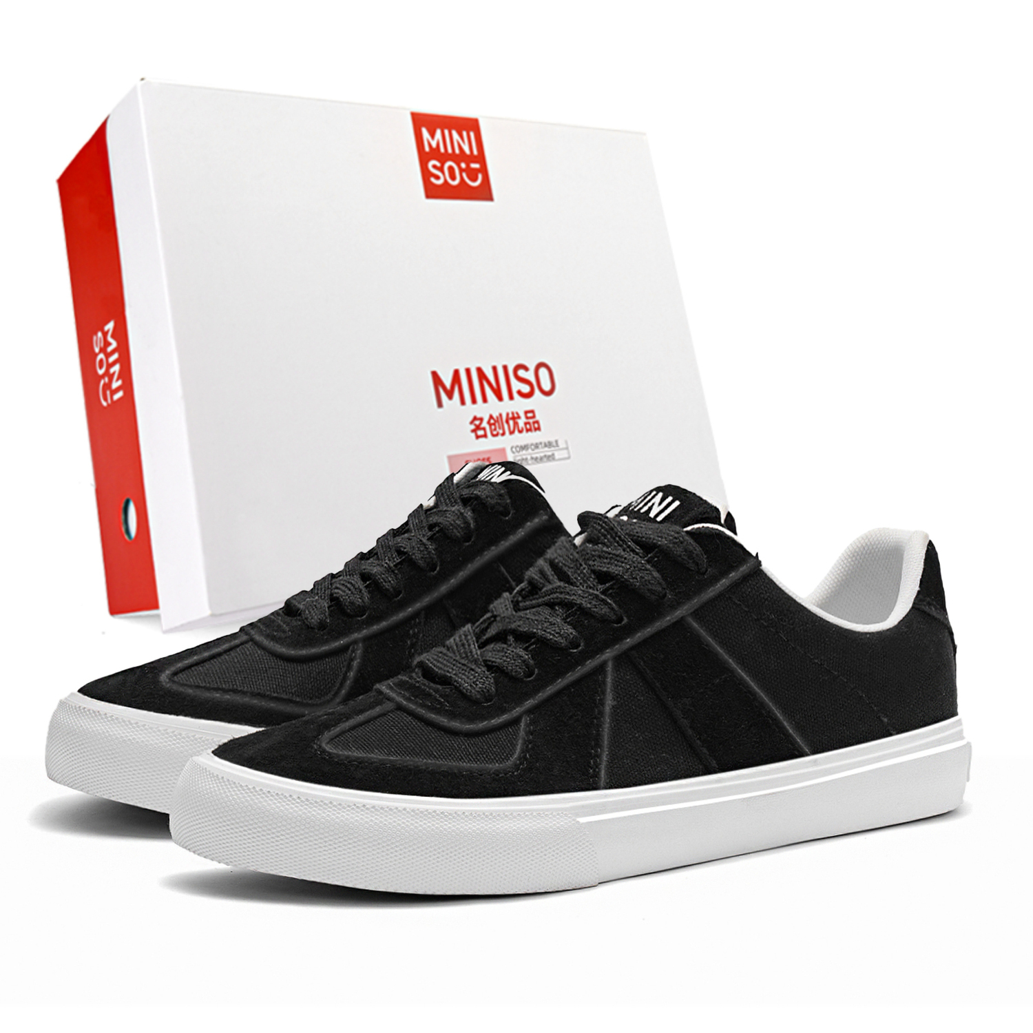 

MINISO Низкие скейтерские кроссовки унисекс черные, цвет Black