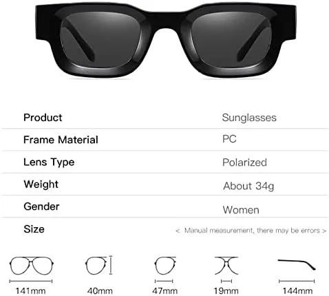

Женские очки с маленькими поляризационными линзами, задняя часть мужских солнцезащитных очков в стиле ретро-панк с защитой от ультрафиолета UV400 MTZJH, Black Black