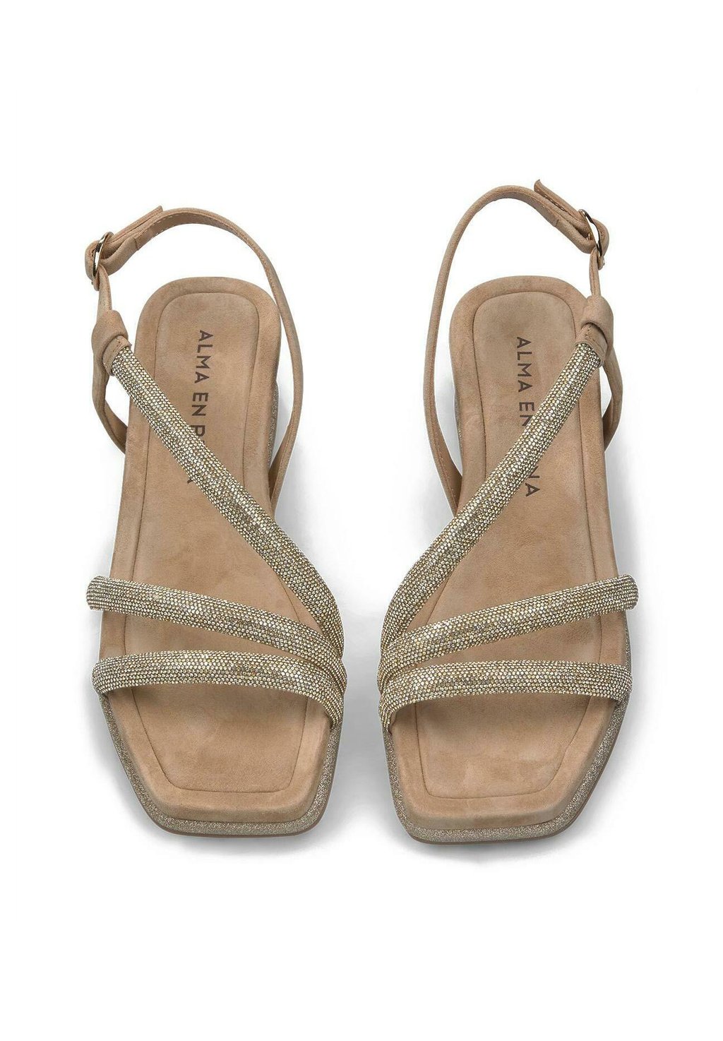 Босоножки на танкетке CON PUNTERA CUADRADA Y CIERRE CON HEBILLA - Platform sandals Alma en Pena, светло-коричневый — фото 4