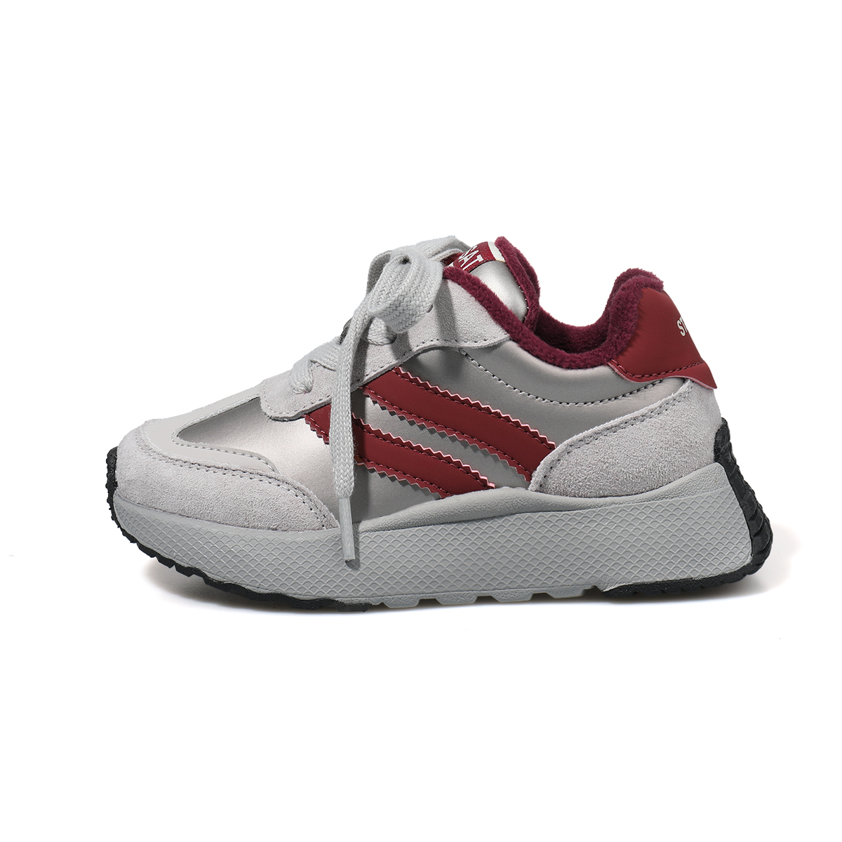 

Антискользящие и износостойкие утепленные низкие детские повседневные туфли Kids' ST&SAT, серебро