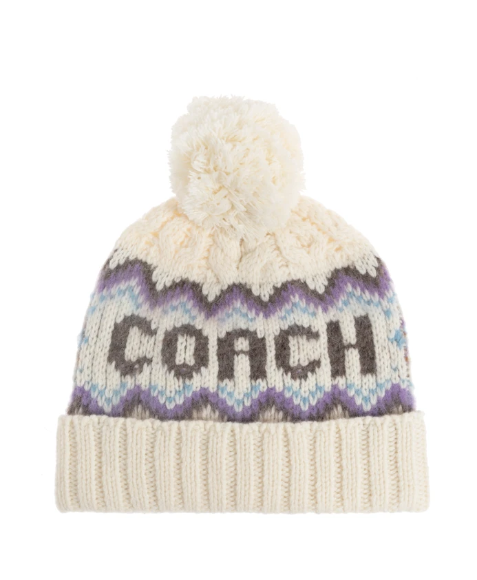 

Вязаная шапка в стиле Фэр-Айл Coach, бежевый