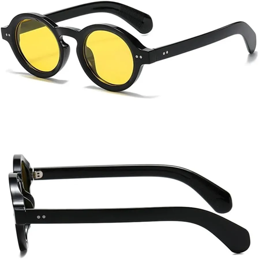 

Круглые женские солнцезащитные очки с заклепками, мужские панк-очки с линзами UV400 для занятий спортом на открытом воздухе и верховой езды UYPTK, Black Blue