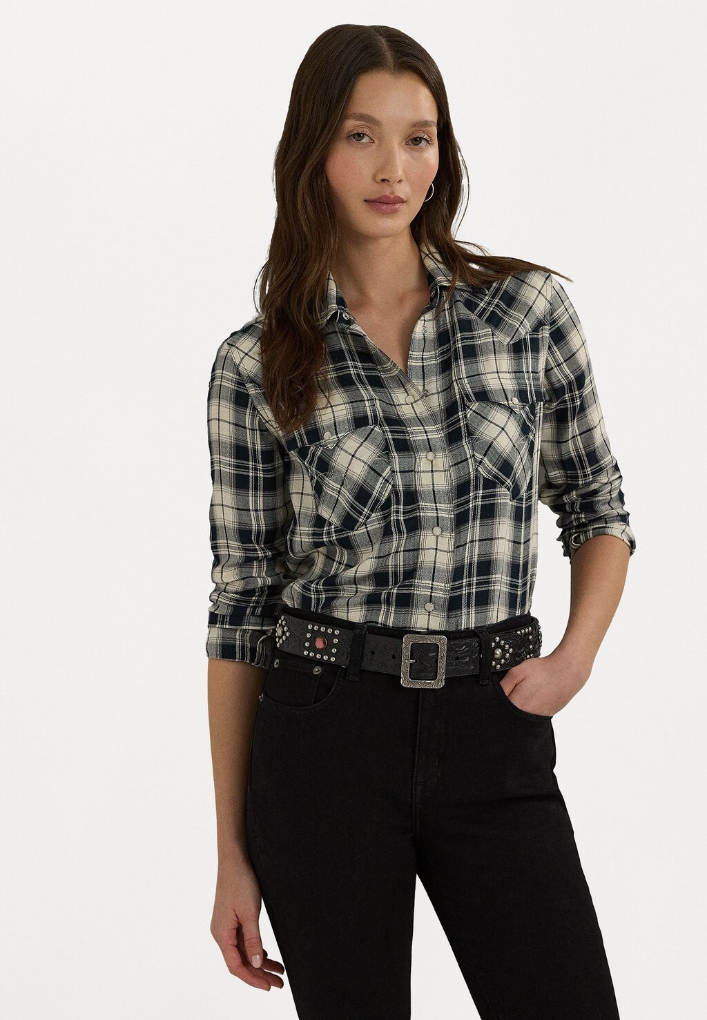 

Рубашка-блузка SLIM FIT PLAID HERRINGBONE SHIRT Ralph Lauren, черный