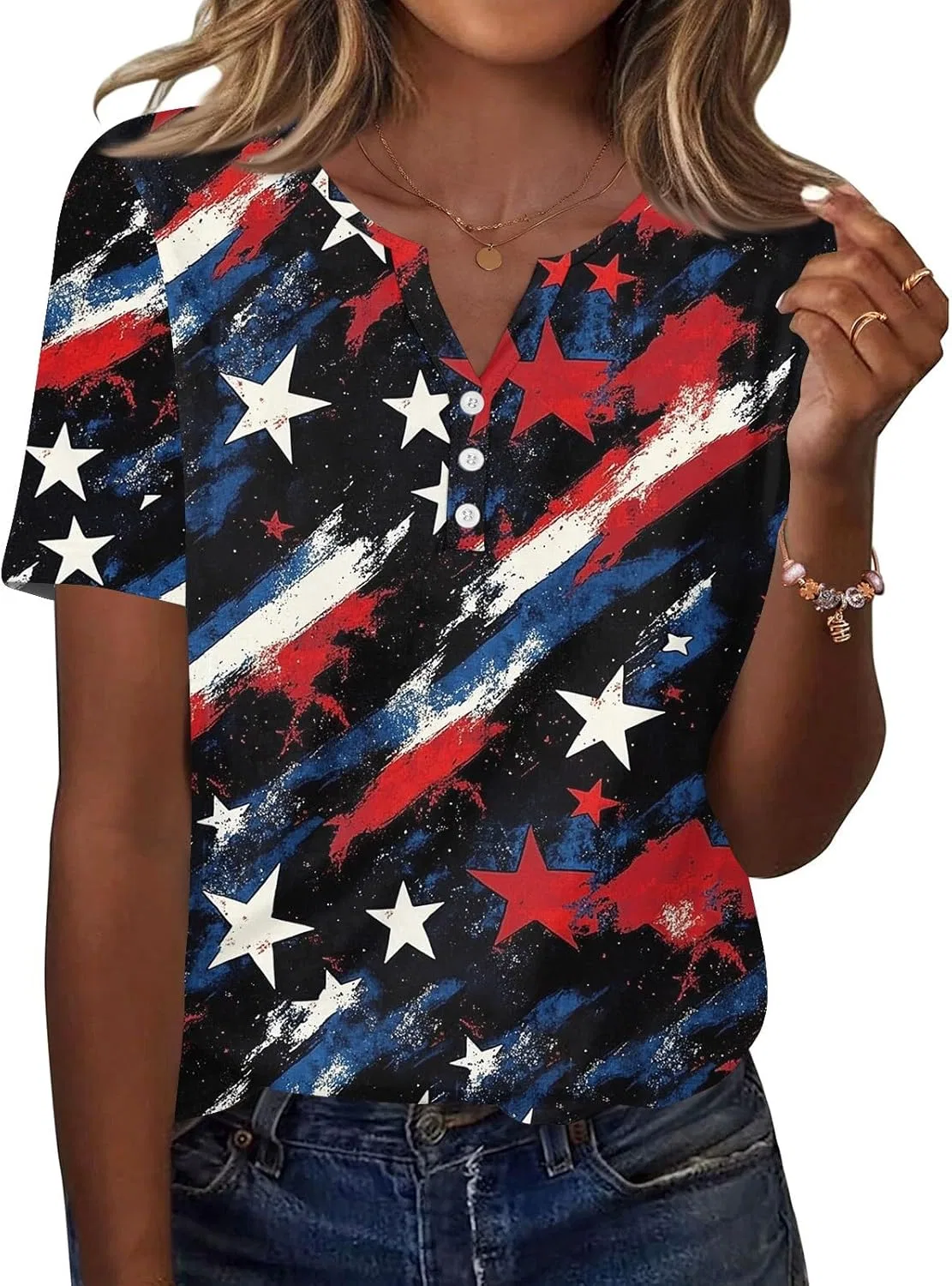 Блуза с флагом США, женская, 2-black