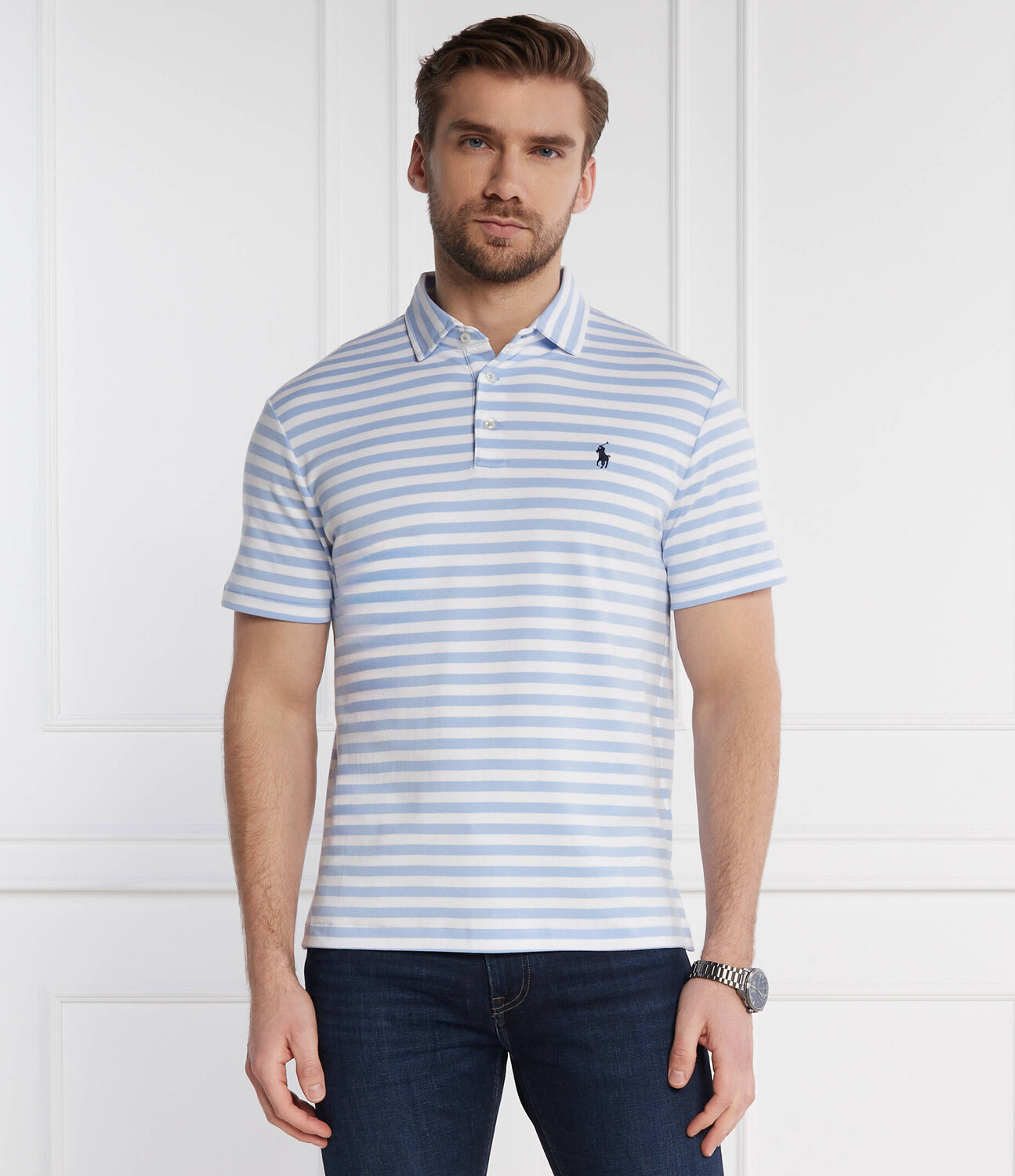 Поло POLO RALPH LAUREN Slim Fit, небесно-голубой — фото 3
