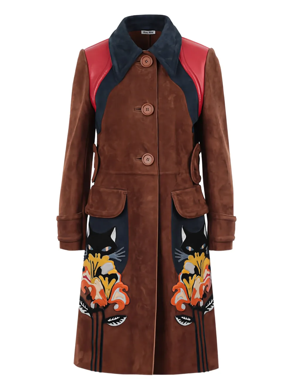 

Пальто с нашивкой Miu Miu, коричневый