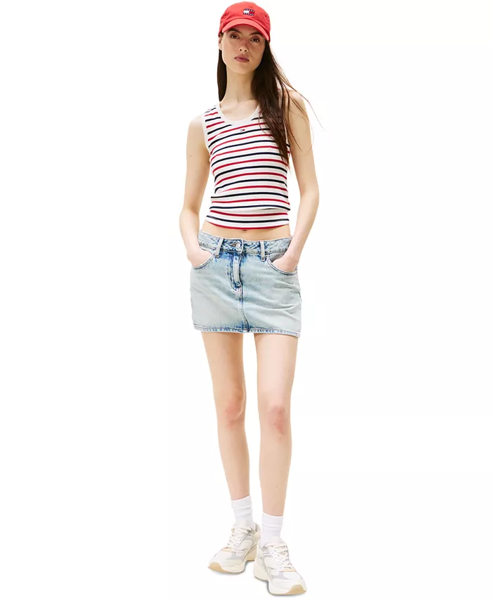 

Женская базовая майка с рубчиком и полосками Tommy Jeans, мультиколор
