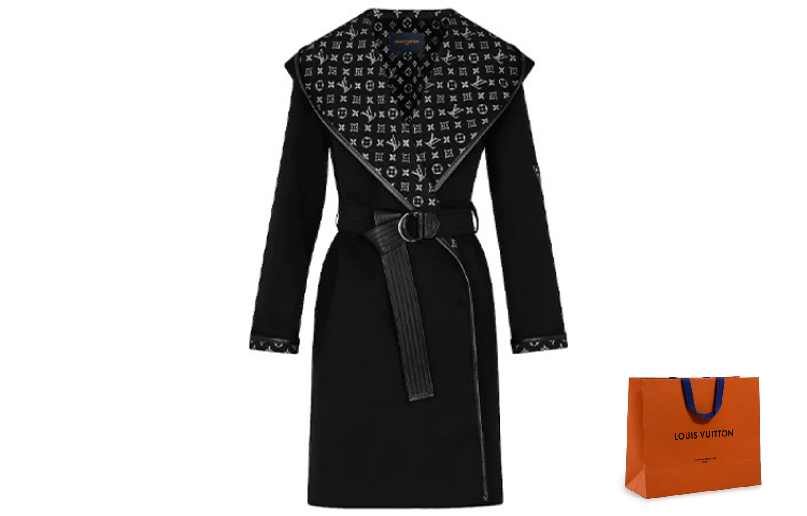 

Пальто с капюшоном и запахом LOUIS VUITTON, shopping bag included