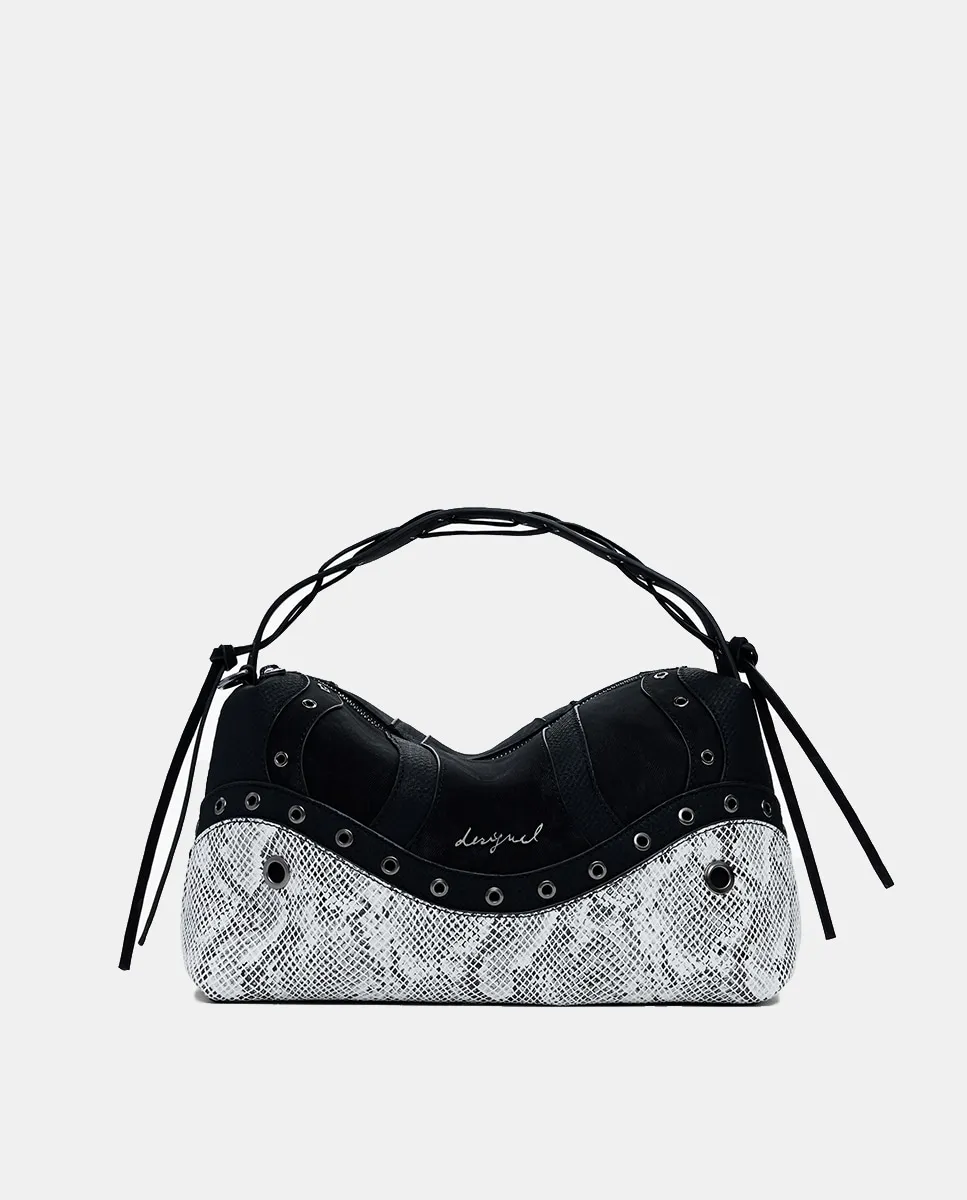 

Средняя джинсовая сумка с вышивкой и несколькими карманами Desigual, черный