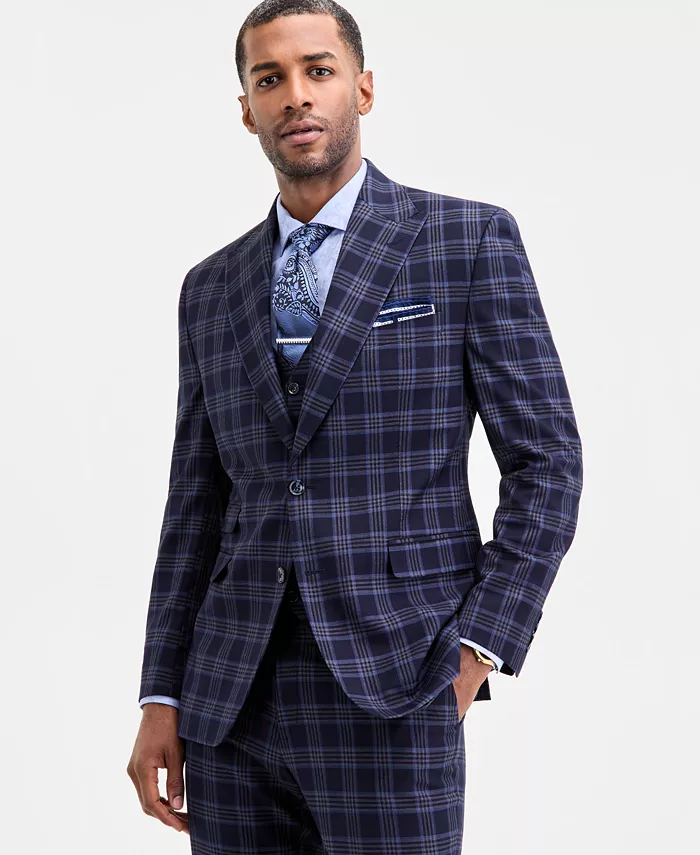 

Мужской классический синий клетчатый костюм Separates Tayion Collection