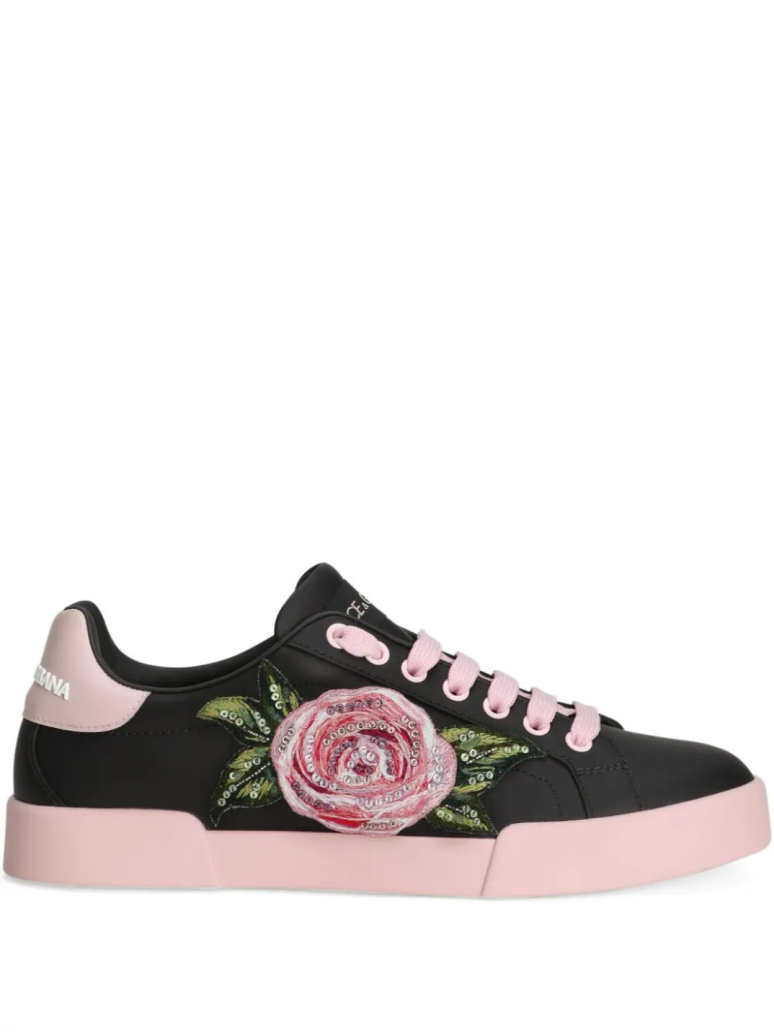 Кроссовки Dolce & Gabbana с цветочным принтом, черный