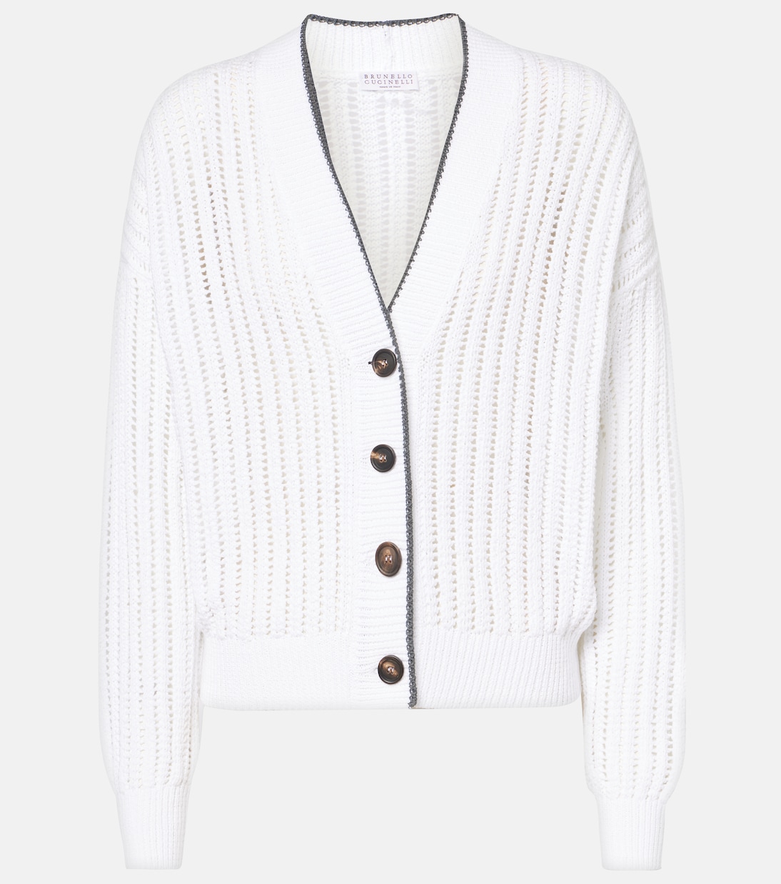 

Хлопковый кардиган в рубчик Brunello Cucinelli, Bianco