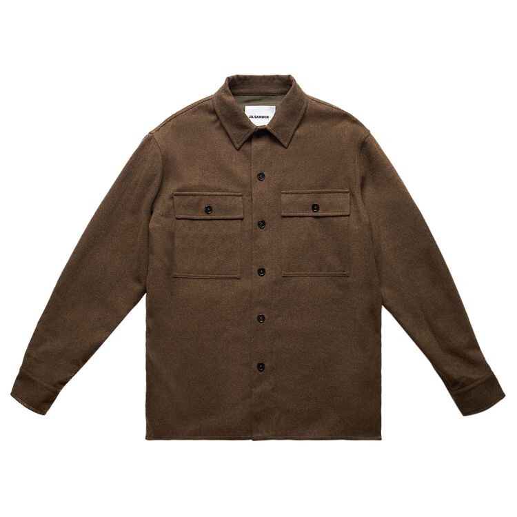 

Рубашка Jil Sander Sustainable Felted Wool Flannel Shirt Brown, коричневый