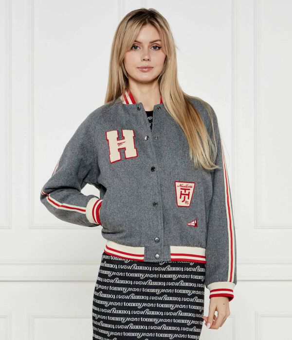 

Шерстяная куртка-бомбер Regular fit Tommy Jeans, серый