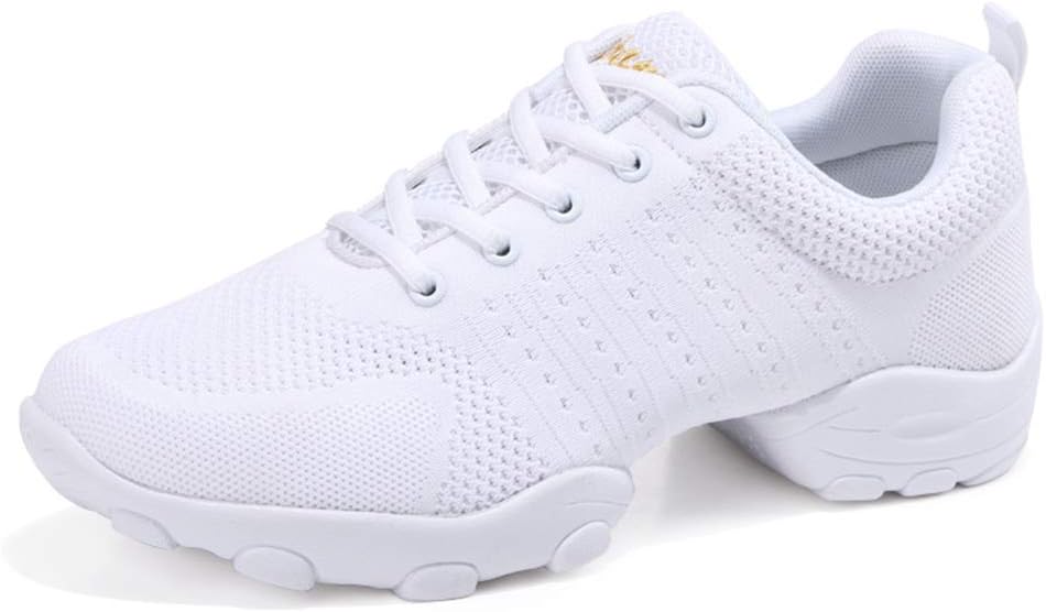 

Мужские танцевальные кроссовки на шнуровке - дышащая синтетическая сетка - раздельная подошва, спортивные, для ходьбы и джаза, на платформе VCIXXVCE, белый