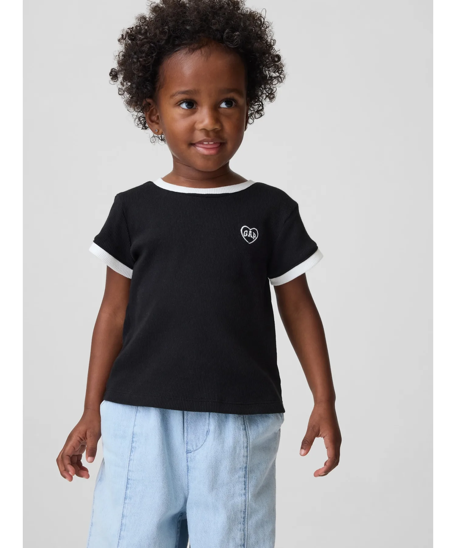 Детская футболка с логотипом GAP из 100% хлопка babyGap GAP LOGO RIB черная