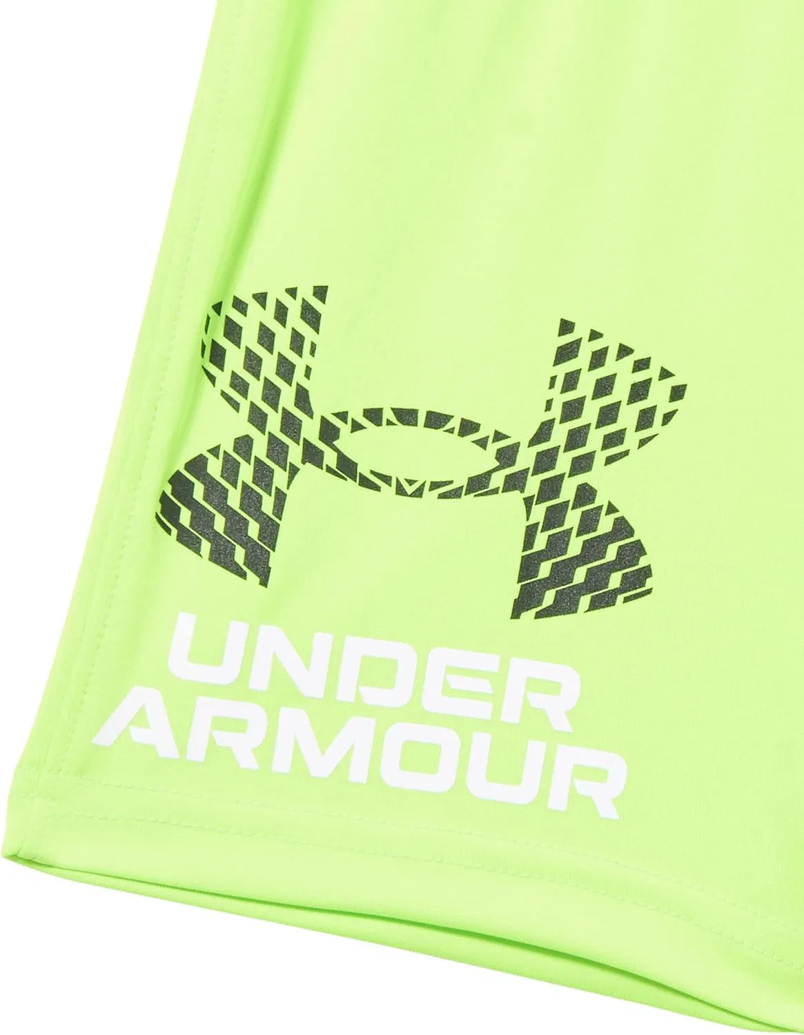 Детские шорты Under Armour Performance Tech, эластичный пояс, легкие и быстросохнущие, Hype Green Logo — фото 2