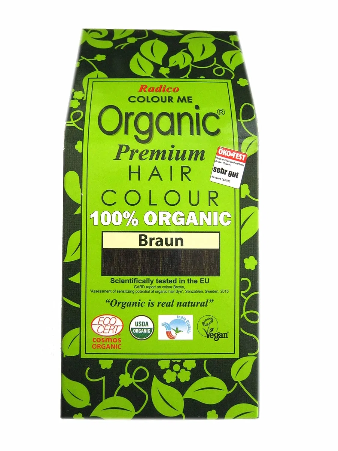 Органическая растительная краска для волос Radico Colour Me Organic, коричневая, 400 г Radico, Brown