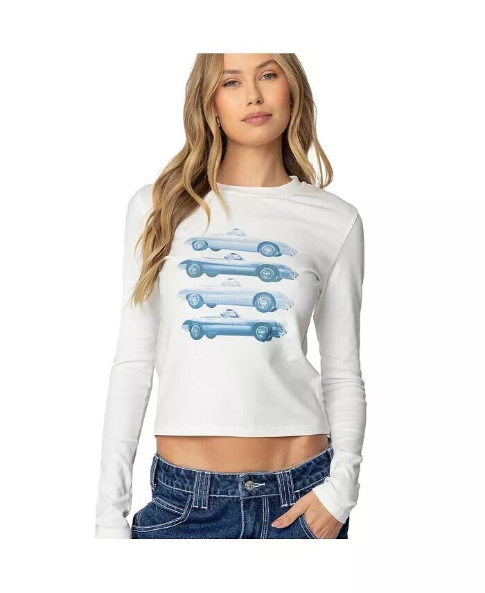

Женская футболка с длинным рукавом Car Club Edikted, белый