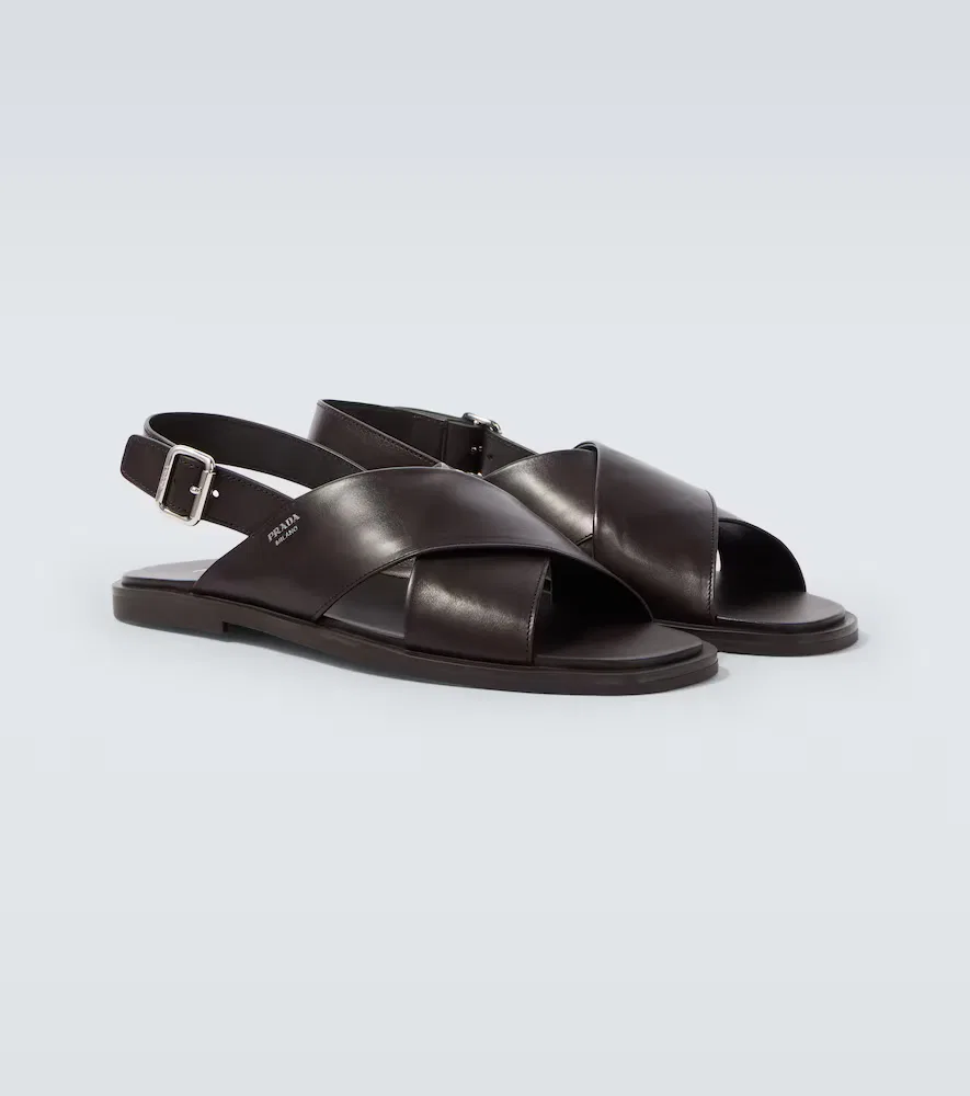 Кожаные сандалии Prada, коричневый