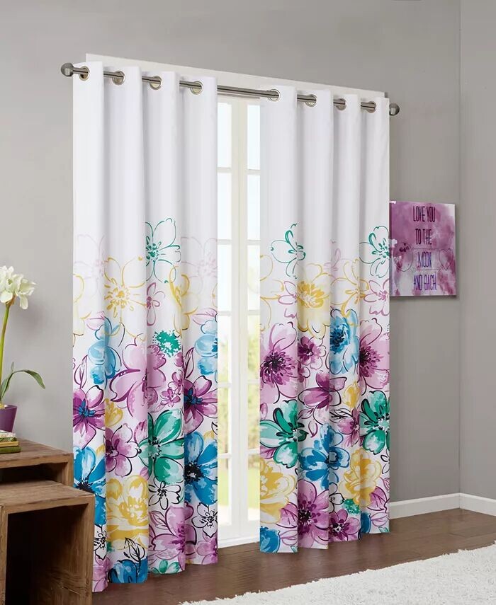 

Штора Olivia Floral Total Blackout, 50 дюймов x 84 дюйма Intelligent Design, синий
