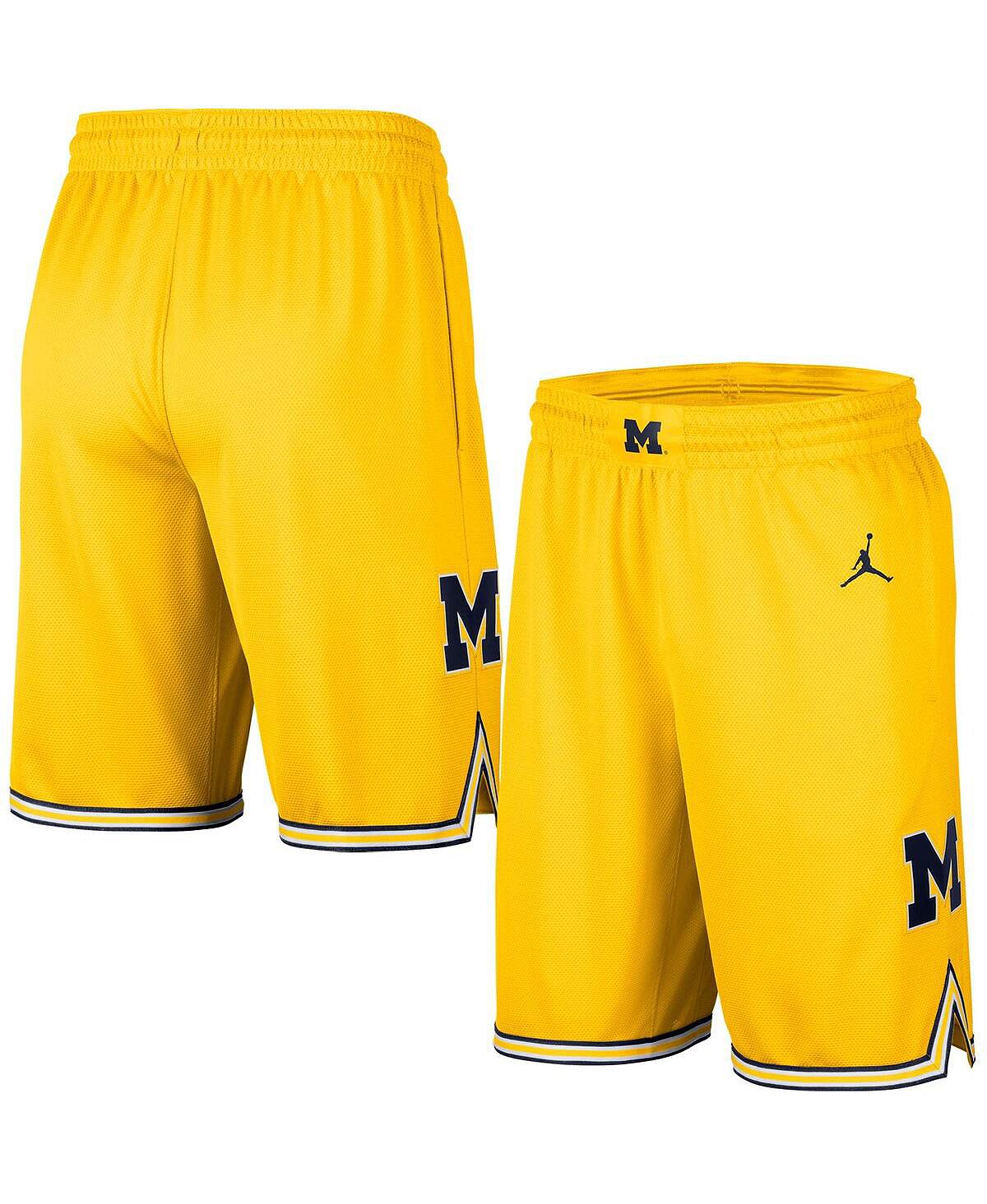 

Мужские брендовые баскетбольные шорты Maize Michigan Wolverines Replica Team Jordan